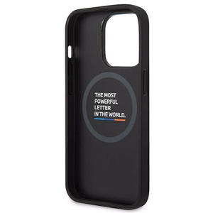 Kotelo BMW BMHMP14X22PTDK iPhone 14 Pro Max 6.7 "musta / musta nahka leima Tricolor Magsafe