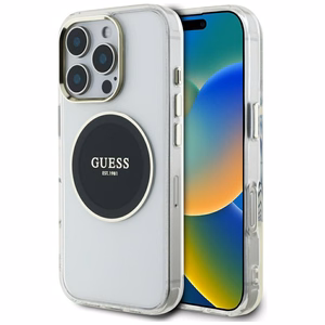 Guess IML Metal Colored Circle Classic Logo MagSafe Suojakuori iPhone 16 Pro Max:lle - musta