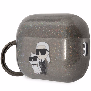 Karl Lagerfeld Suojakuori AirPods Pro 2:lle KLAP2HNKCTGK musta TPU Glitter NFT Karl&Choupette