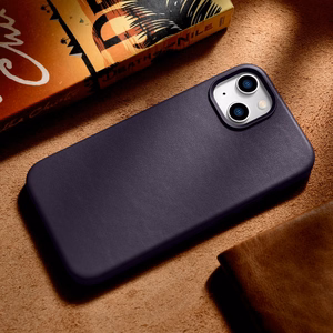 iCarer Kotelo Nahkakotelo Kotelo iPhone 14 Plus tumman violetti (MagSafe-yhteensopiva)