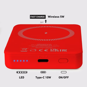 Powerbank SBS TEBB5000MAG1CR 5000 mAh yhteensopiva MagSafen kanssa - punainen
