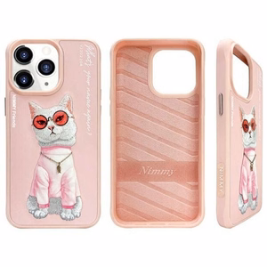 NIMMY Suojakuori GLASSES COOL CAT iPhone 15 Pro:lle vaaleanpunainen
