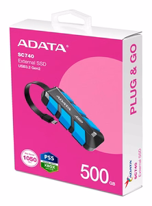 ADATA SC740 500 GB USB Type-C 3.2 Gen 2 (3.1 Gen 2) Black, Blue