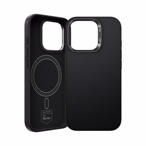 Benks Magnetic Armor Pro Kevlar -suojakuori metallikehyksellä 600D (AD66) Iphone 16 Pro Maxille, musta (kameran ohjauspainike)