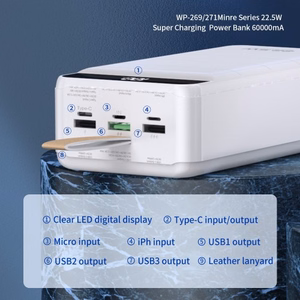 Power Bank WK Design "WP-269" Black 60000mAh (PD 20W / QC3.0 22.5W)