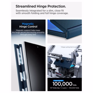 Spigen AirSkin Aramid MagFit MagSafe suojakuori mallille Samsung Galaxy Z Fold 8 Ultra – tummansininen