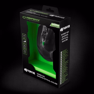 Esperanza MX205 Fighter hiiri pelaaminen oikeakätinen USB Type-A optinen 2400 DPI