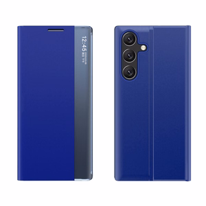 New Sleep Case Samsung Galaxy S25:lle läpällä ja jalustalla - sininen
