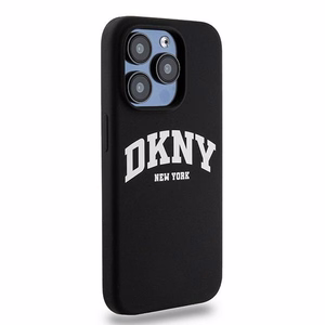DKNY Liquid Silikoninen White Printed Logo MagSafe Suojakuori iPhone 13 Pro / 13:lle - musta