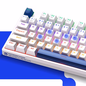 Machenike K500B-B87 Wired Mechanical Gaming Keyboard with Backlight, Red Switch - White
