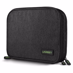 Ugreen säilytyskotelo HDD/SSD-kiintolevylle, puhelinkaapeleille ja tarvikkeille, 24.5 x 17.5 x 5 cm - harmaa (50147 LP149)