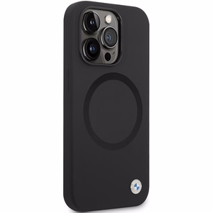BMW BMHMP14LSILBK2 Suojakuori iPhone 14 Pro:lle - musta Signature Liquid Silicone MagSafe