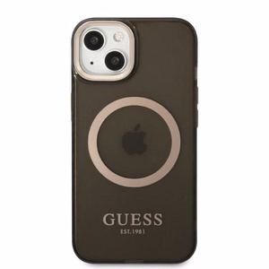 Guess Gold Outline läpinäkyvä MagSafe Suojakuori iPhone 13:lle - musta