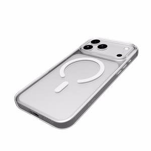 Puro Lite Mag TPU+PC suojakuori MagSafe-yhteensopiva iPhone 17 Pro:lle - läpinäkyvä valkoisella renkaalla