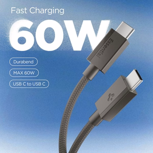 Spigen Essential EB6015CC USB-C-kaapeli, 60 W, 150 cm – tummanharmaa