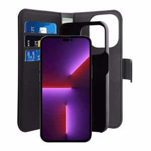 Puro Wallet Detachable MagSafe 2in1 PU-nahkainen Suojakuori läpällä ja lompakolla iPhone 14 Pro Maxille - musta