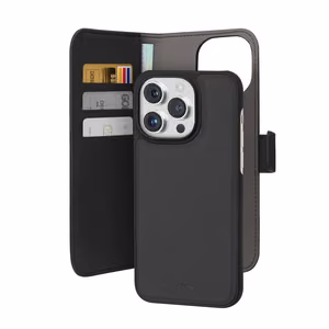 Puro Wallet Detachable MagSafe 2in1 PU-nahkainen Suojakuori läpällä ja lompakolla iPhone 15 Pro Maxille - musta