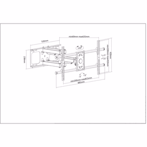 Manhattan TV- ja näyttöseinäkiinnike, täysliikkuva, 1 näyttö, 37–75", musta, VESA 200x200–800x400 mm, maks. 75 kg