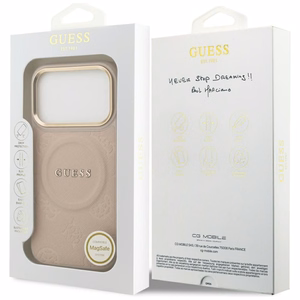 GUESS Suojakuori IPHONE 17 Pro MagSafe GUHMP17LPSAMSECP (PU W/ Peony Hot Stamp) vaaleanpunainen