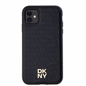 DKNY Nahkainen Monogrammi-kuvio Metallinen Logo MagSafe Suojakuori iPhone 11 / Xr:lle - musta