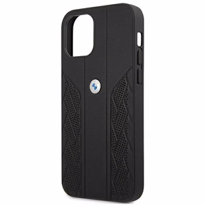 BMW Nahka Curve rei'itetty kotelo iPhone 12 Pro Max - Musta