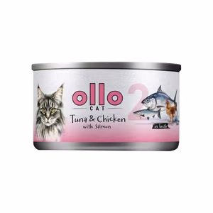 Ollo Cat No. 2 – kissan märkäruoka, tonnikalaa, kanaa ja lohta liemessä, 70 g