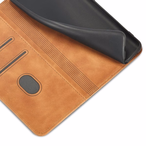 Magnet Fancy Suojakuori Samsung Galaxy S23+:lle lompakkokotelo jalustalla ruskea