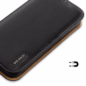 Dux Ducis Hivo Nahka Flip Cover Aitoa nahkaa Lompakko korteille ja asiakirjoille iPhone 14 Plus Musta
