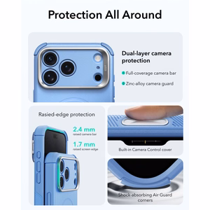 ESR Cyber Tough Kickstand MagSafe suojakuori malleille iPhone 18 Pro Max / 17 Pro Max, vaaleansininen