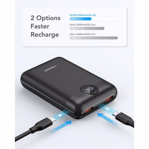 VEGER varavirtalähde 20000 mAh PD QC3.0 2A 22,5W S20 (W2053) musta