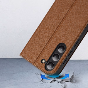Dux Ducis Skin X2 Suojakuori Samsung Galaxy S23+ läppäkotelo lompakko jalusta ruskea