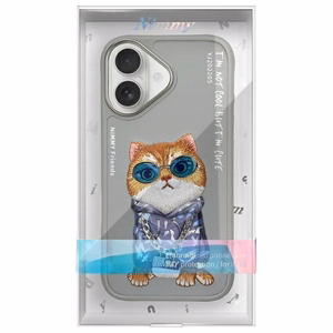 Nimmy Glasses Cool Cat iPhone 16 Suojakuori - harmaa