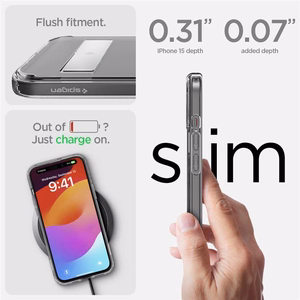 Spigen Ultra Hybrid S MagSafe Suojakuori jalustalla iPhone 15:lle - Musta