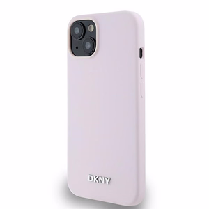 DKNY Liquid Silicone Small Metal Logo MagSafe Case for iPhone 14/15/13 - Pink