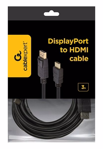 Gembird CC-DP-HDMI-3M DisplayPort–HDMI-kaapeli (ei kaksisuuntainen), 3m, musta