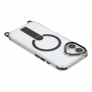 Hurtel suojakuori jalustalla, 30 cm käsihihnalla ja 120 cm olkahihnalla, MagSafe-yhteensopiva mallille iPhone 17 – musta