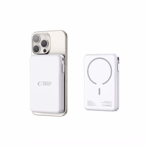 Tech-Protect LifeMag PB31 Power Bank MagSafe 10000mAh 15W USB-C / USB-A / Sisäänrakennetut USB-C / Lightning-kaapelit - Valkoinen