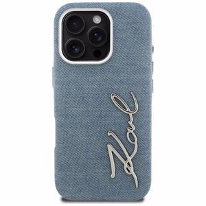 Karl Lagerfeld FW Jeans Signature Logo Suojakuori iPhone 16 Pro - sininen