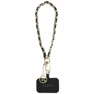 Guess GUOUCHSAMC4K Universal Hand Strap Case - Black Saffiano Chain 4G Charm