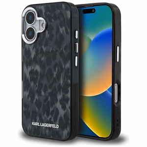 Karl Lagerfeld IML Leopard Pattern MagSafe Case for iPhone 16 - Black