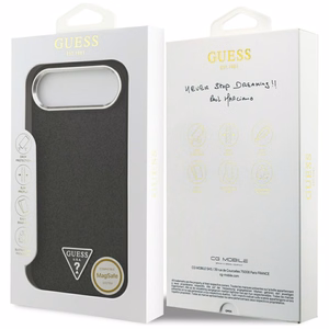Guess Glitter Triangle Logo MagSafe -suojakuori iPhone 17 Air - musta
