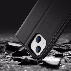 Dux Ducis Hivo Nahka Flip Cover Aitoa nahkaa Lompakko korteille ja asiakirjoille iPhone 14 Plus Musta