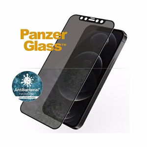 PanzerGlass E2E Super+ Microfracture antibakteerinen yksityisyys karkaistu suojalasi iPhone 12 / 12 Pro - mustalla kehyksellä