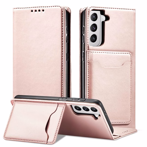 Magneettikorttikotelo Samsung Galaxy S22 + (S22 Plus) Kotelo Lompakko Kortinhaltija Vaaleanpunainen
