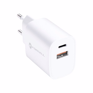 Puhelimen laturi Forcell F-Energy USB C + USB A QC4.0 PD 3A 35W TFK-TC-35WPD valkoinen