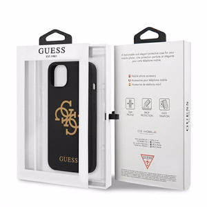 Guess GUHCP13SLS4GGBK iPhone 13 mini 5.4" musta/musta kova kotelo Silikoni 4G Logo