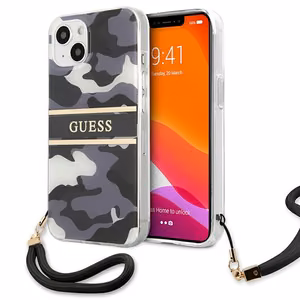 Guess GUHCP13MKCABBK iPhone 13 6.1" musta/musta kovakotelo Camo hihna Collection