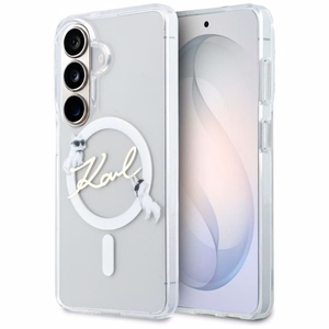 Karl Lagerfeld suojakuori IML KC Script MagSafe Samsung Galaxy S26:lle läpinäkyvä