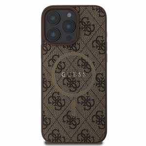 Guess 4G Ring Classic Logo MagSafe Suojakuori iPhone 16 Pro:lle - Ruskea
