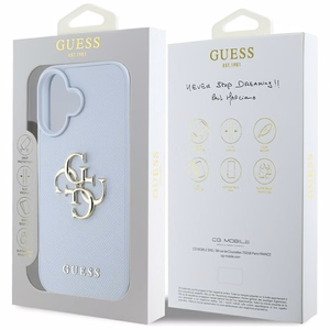 Guess Hardcase PU Grained Big 4G and Classic Logo Suojakuori iPhone 16 6,1":lle - sininen